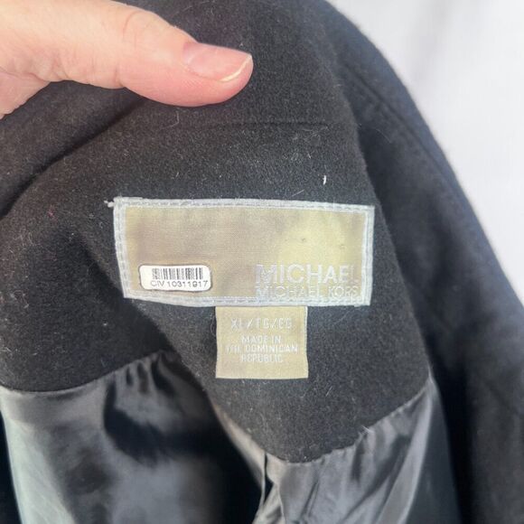 Michael Kors Black Double Breasted Wool Blend Classic Pea Coat Size XL - Picture 9 of 11